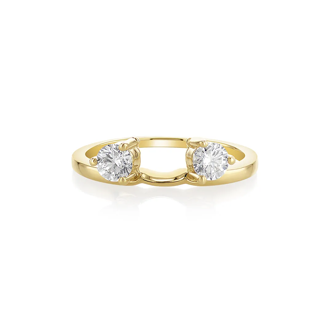 0.60 Cttw Round Diamond Two-Stone 14K Yellow Gold Guard Ring