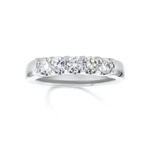 0.69 Cttw Round Diamond Shared Prong 14K White Gold Band