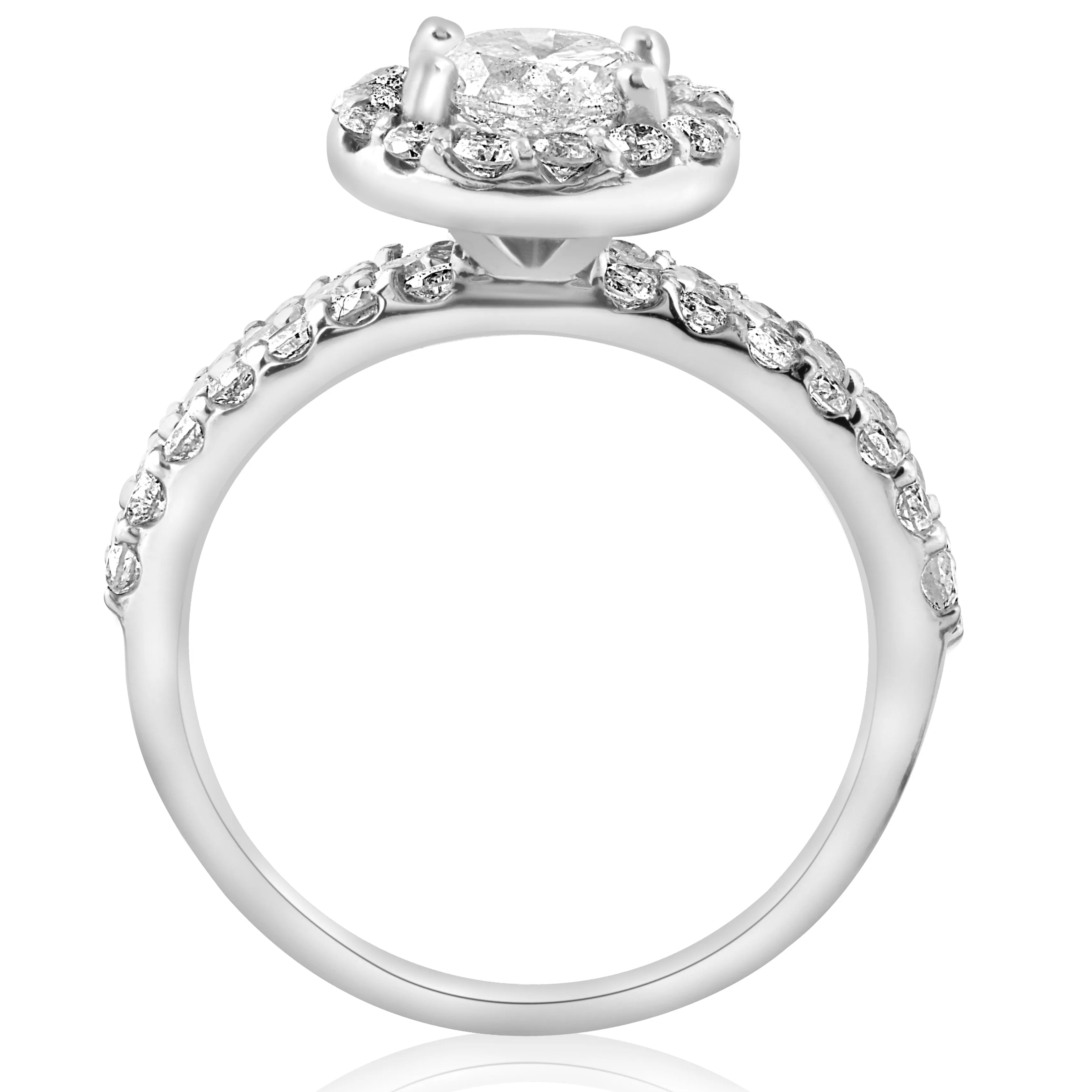 1 7/8ct Halo Diamond Engagment Ring Wedding Set (1ct Center) 14k White Gold