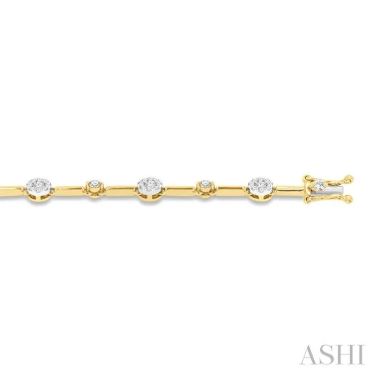 1 ctw Lovebright Round Cut Diamond Bar Bracelet in 14K Yellow and White Gold