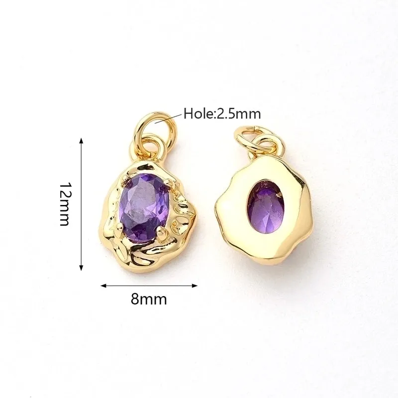 1 Pc/Package 12x8mm Hole 2~2.9mm Copper Zircon Gold Plated Asymmetrical Irregular Oval Polished Pendant