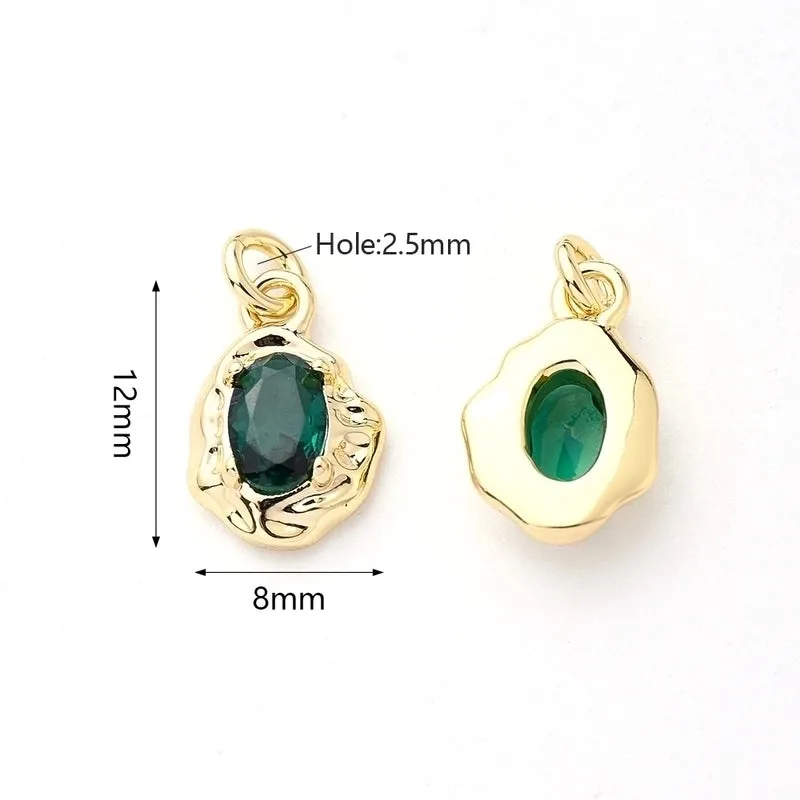 1 Pc/Package 12x8mm Hole 2~2.9mm Copper Zircon Gold Plated Asymmetrical Irregular Oval Polished Pendant