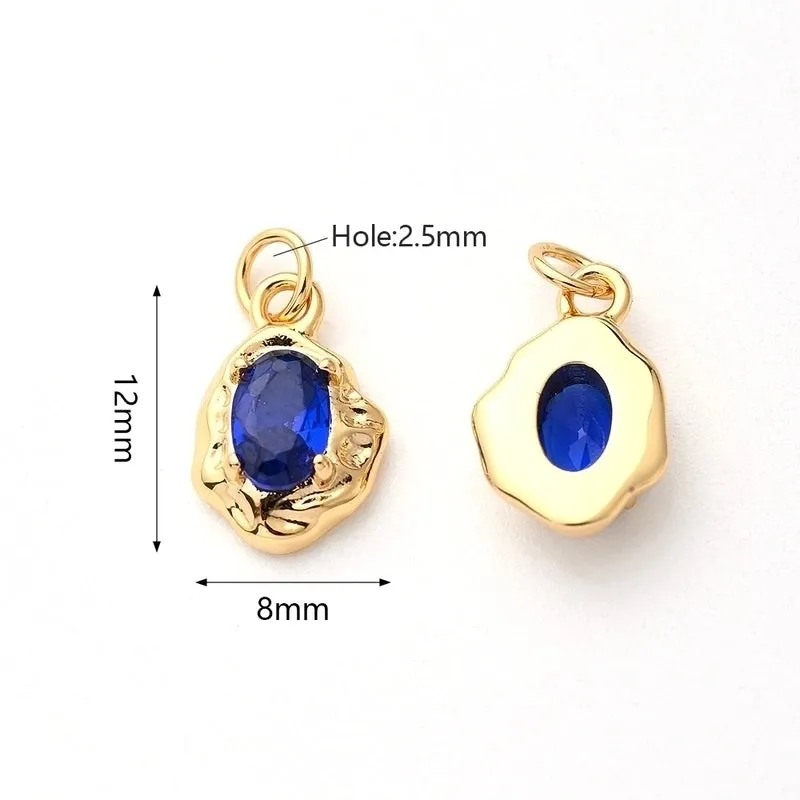 1 Pc/Package 12x8mm Hole 2~2.9mm Copper Zircon Gold Plated Asymmetrical Irregular Oval Polished Pendant