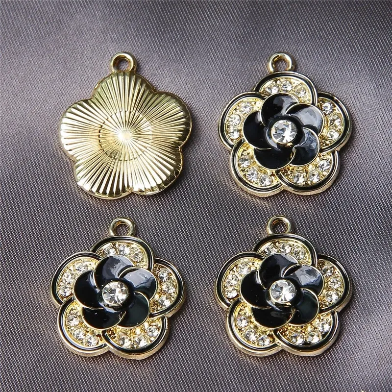 10 PCS/Package 22*19 * 4mm Alloy Rhinestones Flower Pendant