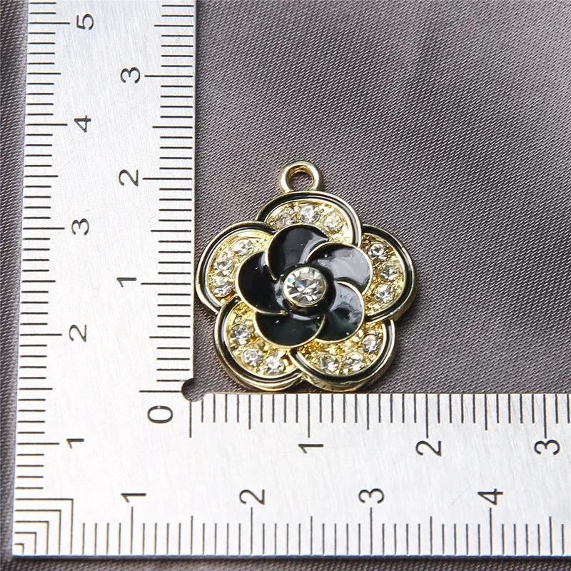 10 PCS/Package 22*19 * 4mm Alloy Rhinestones Flower Pendant