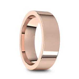 10k Rose Gold Men's Flat Ring with Polished Finish - 5mm - 10mm