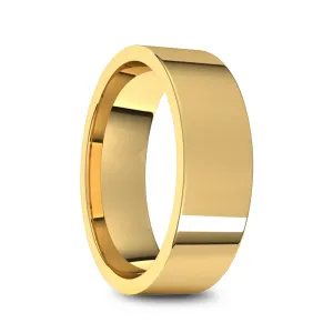 10k Yellow Gold Men's Flat Ring with Polished Finish - 5mm - 10mm