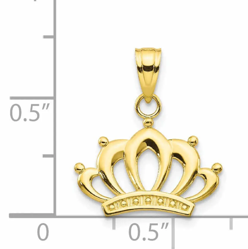 10k Yellow Gold Textured Finish Crown Pendant