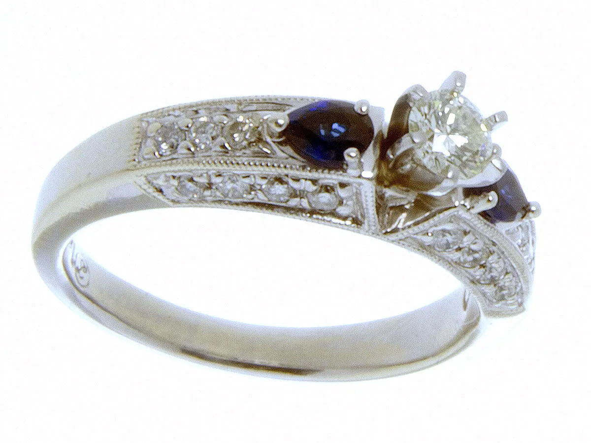 1.18ct Diamond & Sapphire Engagement Ring