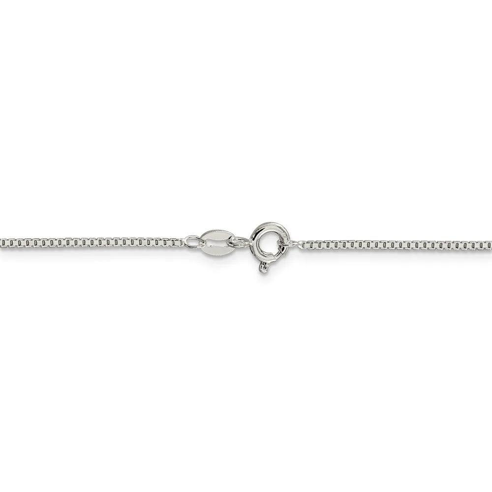 1.1mm, Sterling Silver, Solid Box Chain Necklace