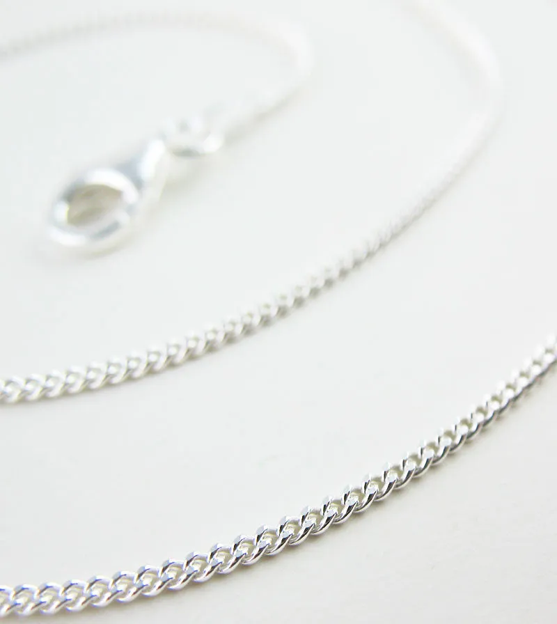 1.2 mm Curb Chain, Unplated Sterling Silver