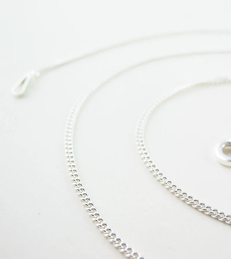 1.2 mm Curb Chain, Unplated Sterling Silver