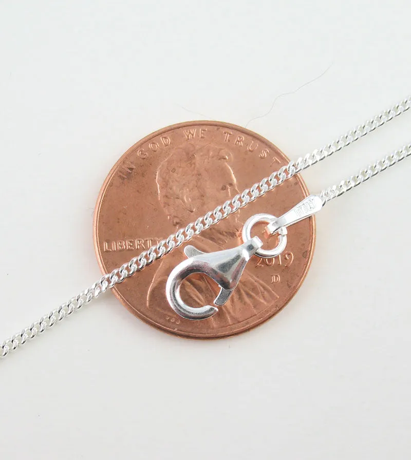 1.2 mm Curb Chain, Unplated Sterling Silver