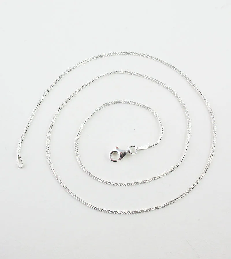 1.2 mm Curb Chain, Unplated Sterling Silver