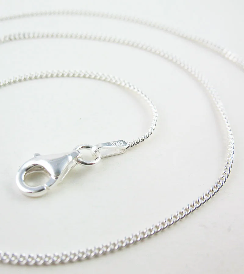 1.2 mm Curb Chain, Unplated Sterling Silver