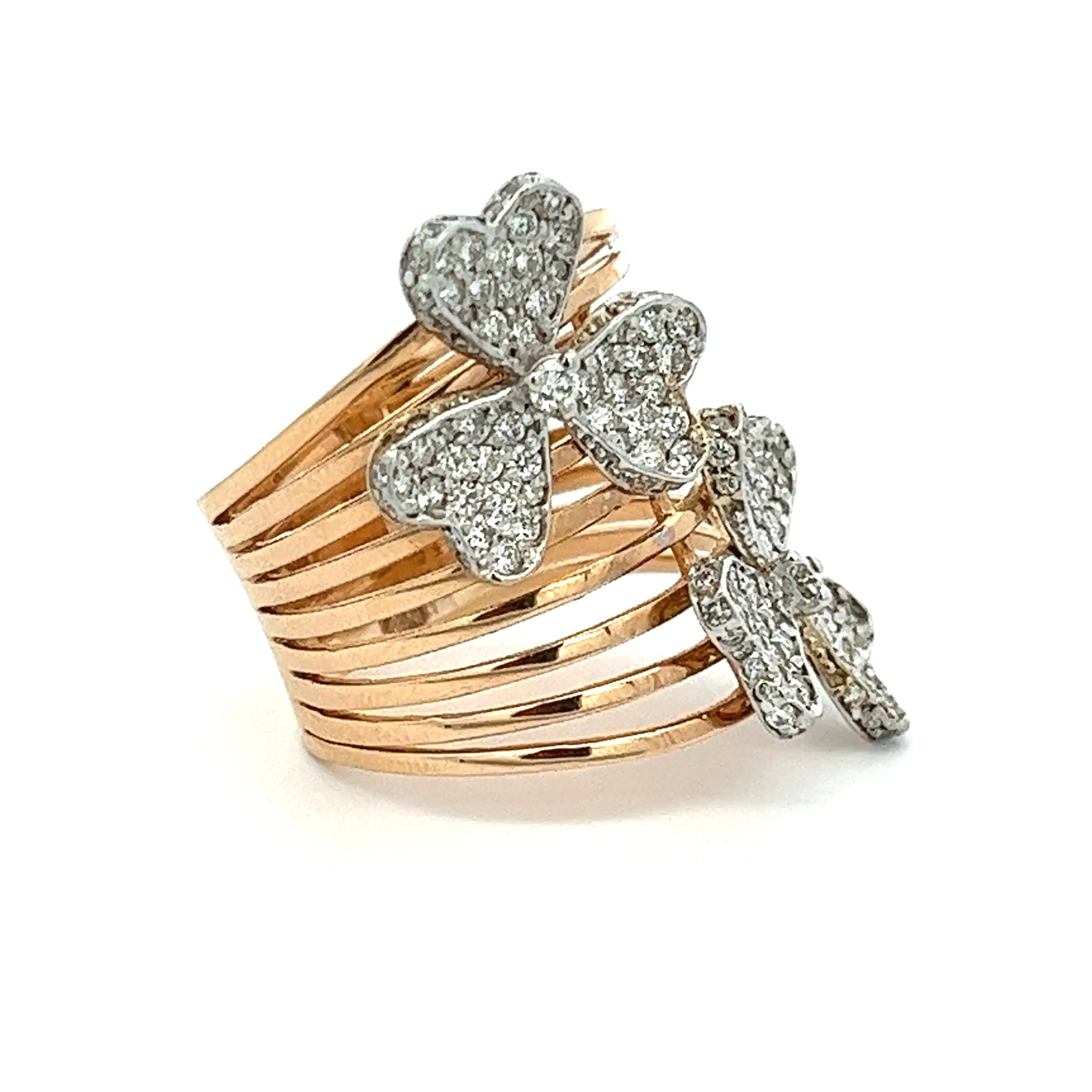 1.40ct 14k Rose Gold Diamond Flower Ring