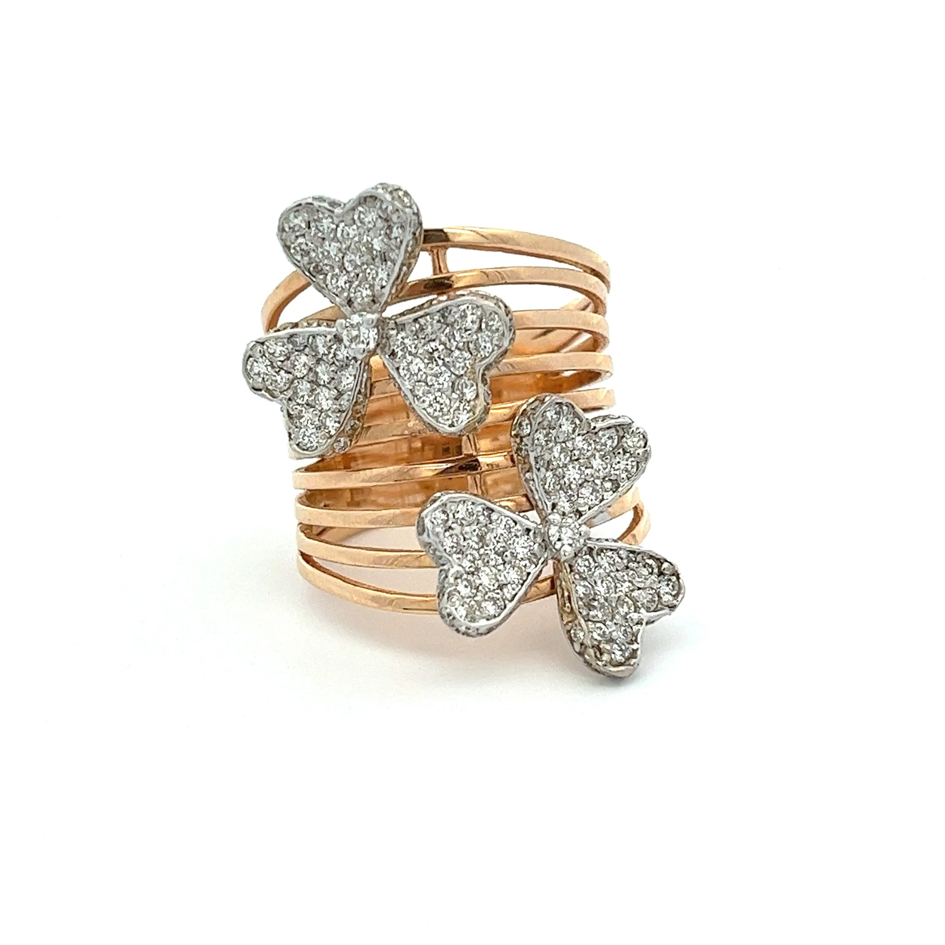 1.40ct 14k Rose Gold Diamond Flower Ring