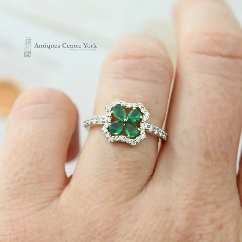 14ct Emerald & Diamond Cluster