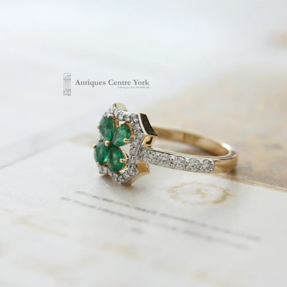 14ct Emerald & Diamond Cluster