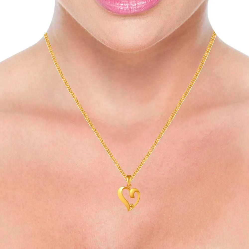 14k Simple Heart Pendant With Gold Point