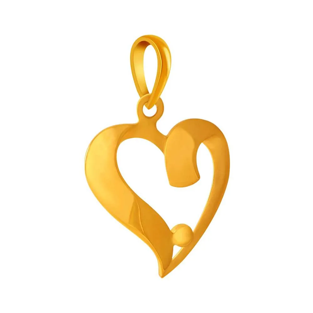 14k Simple Heart Pendant With Gold Point