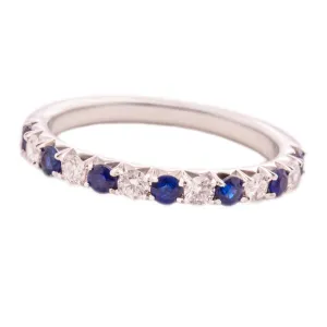 14k White Gold Diamond & Sapphire Band