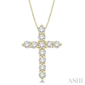 14K Yellow Gold Diamond Cross Pendant, 0.50 Carat tw