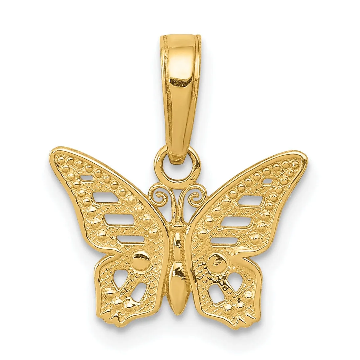 14k Yellow Gold Solid Open Back Casted Polished Finish Cut-Out Butterfly Charm Pendant