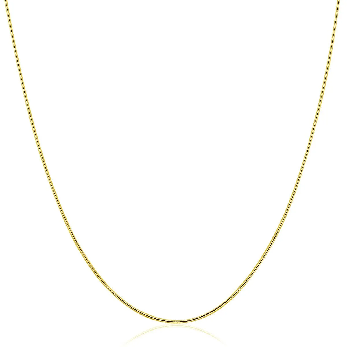 14k Yellow Gold Thin Motif Round Omega Necklace