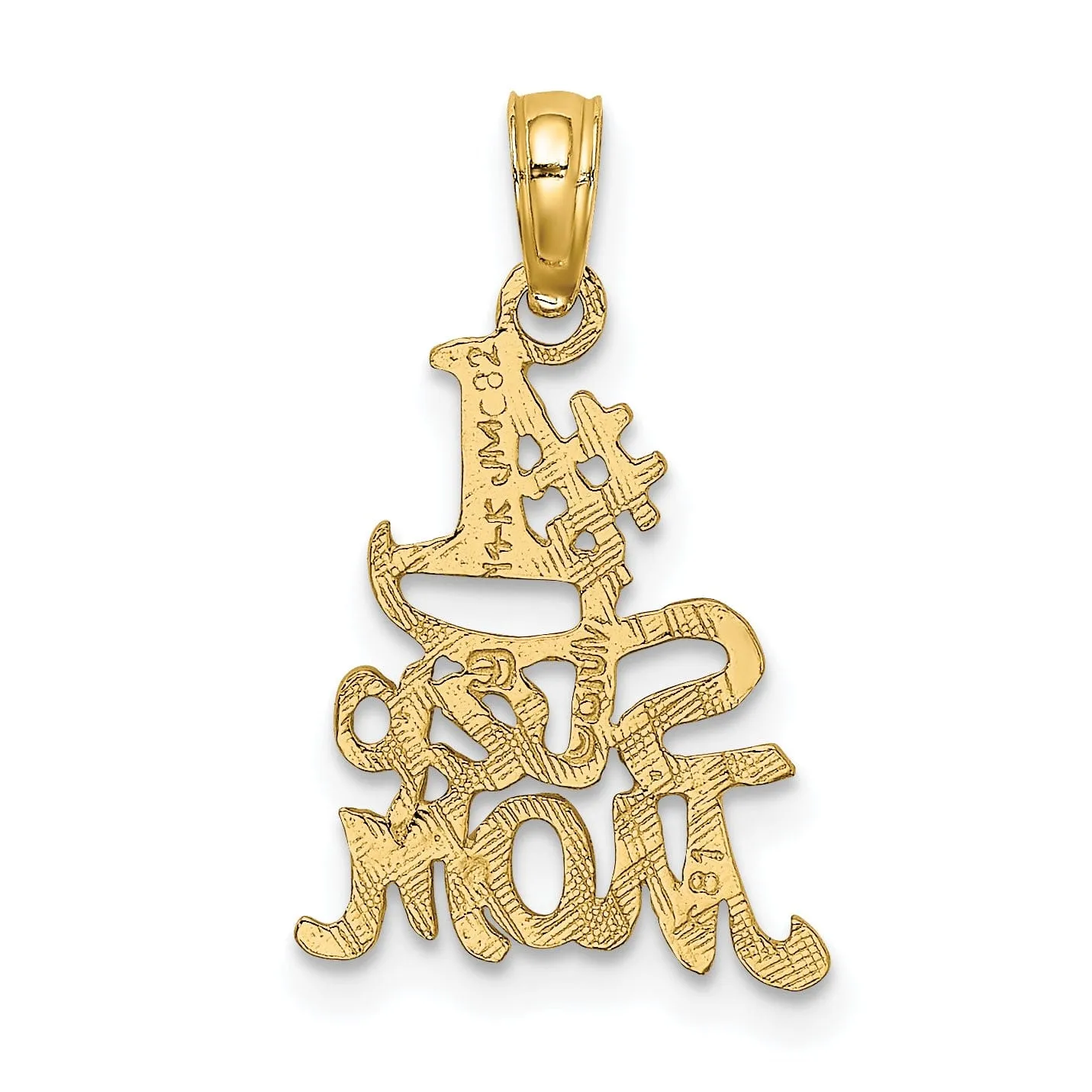 14K Yellow Golf Polished Finish Engraved Script #1 STEP MOM Charm Pendant