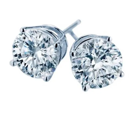 1.50 Carat T.W. Round Brilliant Cut White Gold Diamond Stud Earrings