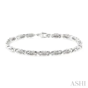 1/6 Ctw 'X' Shape Single Cut Diamond Bracelet in Sterling Silver