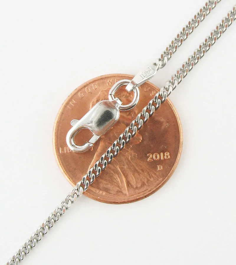 1.8 mm Curb Chain, Rhodium-Plated Sterling Silver