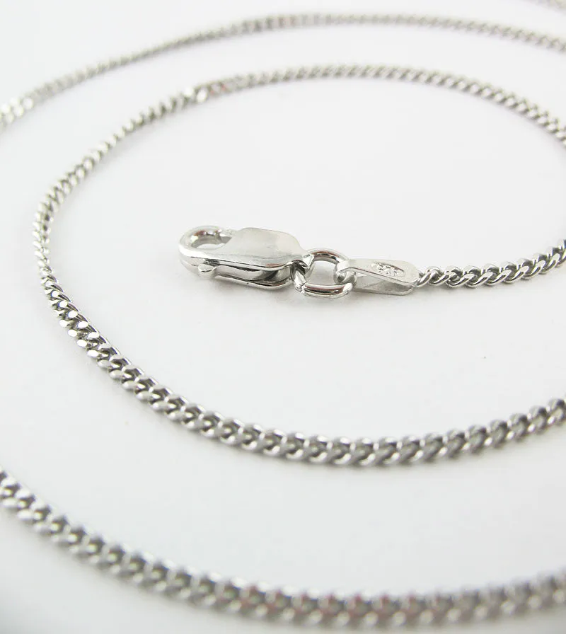 1.8 mm Curb Chain, Rhodium-Plated Sterling Silver