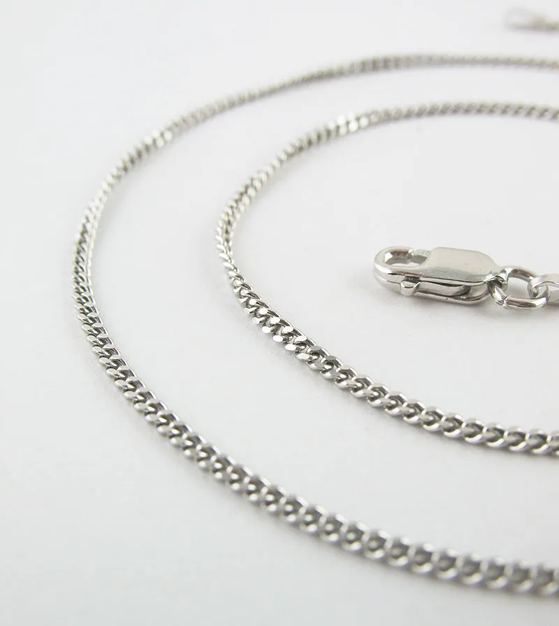 1.8 mm Curb Chain, Rhodium-Plated Sterling Silver