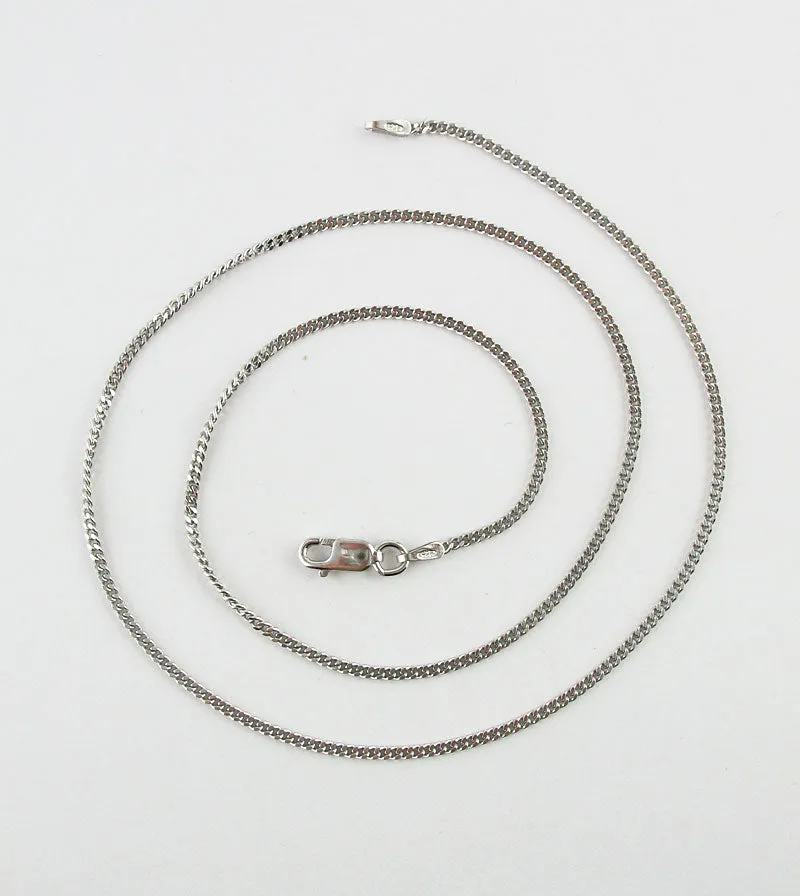 1.8 mm Curb Chain, Rhodium-Plated Sterling Silver