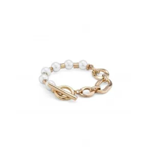 18K Gold Plated Pearl And Match Large Bracelet PUL2364BPLORO0L