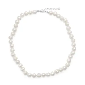 18" 2" Extension White Cultured Freshwater Pearl Necklace