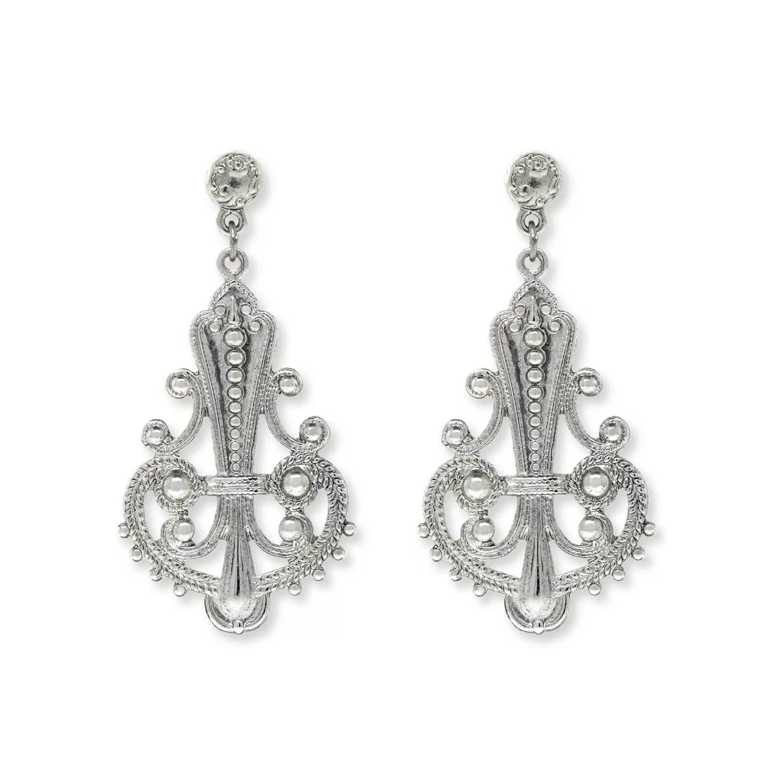 1928 Jewelry Royal Filigree Ornamental Post Drop Earrings