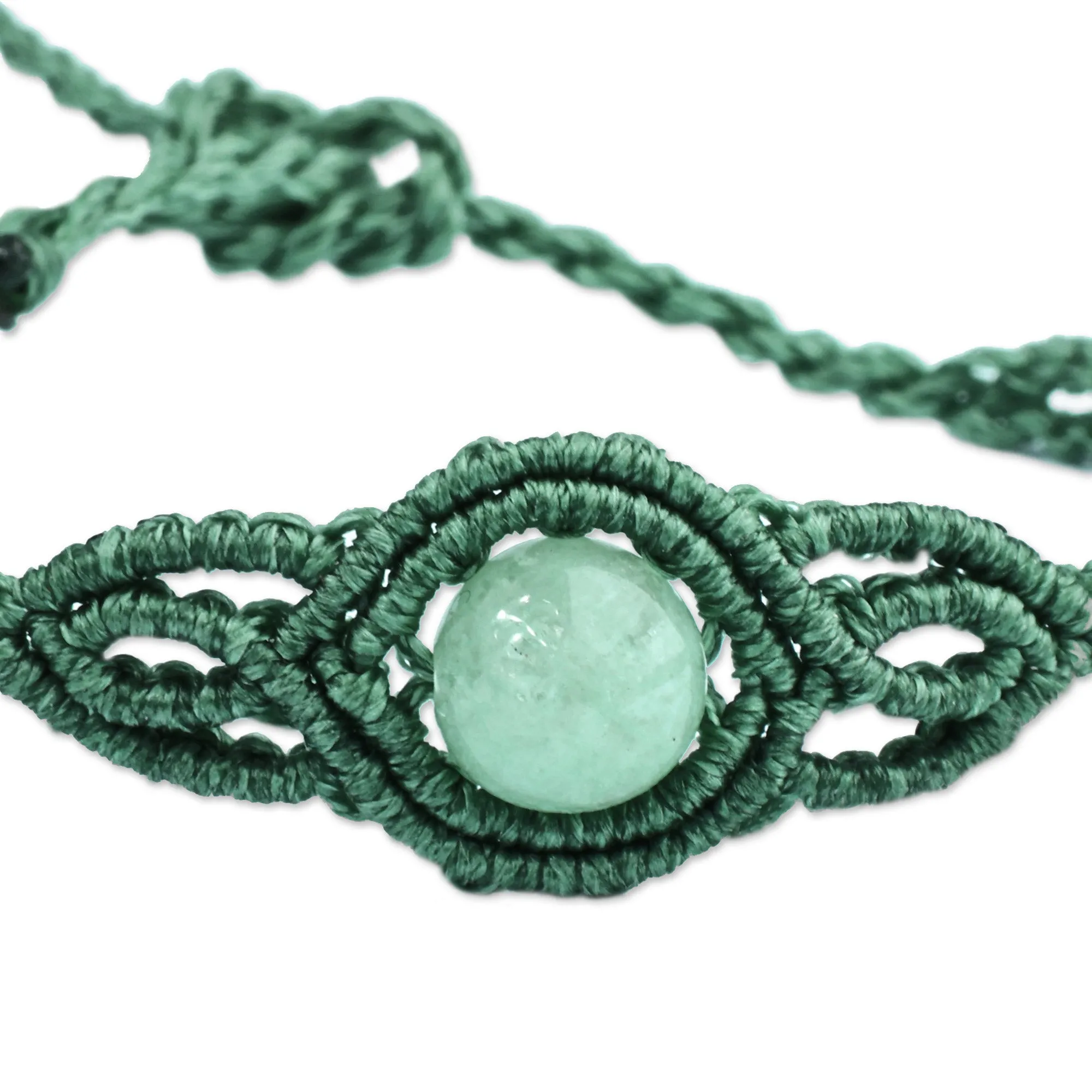 2 Jade Macrame Pendant and Beaded Stretch Bracelets in Aqua - Colorful Duo | NOVICA