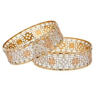 22K Multi-Tone Gold Bangle Set of 2 (75gm)