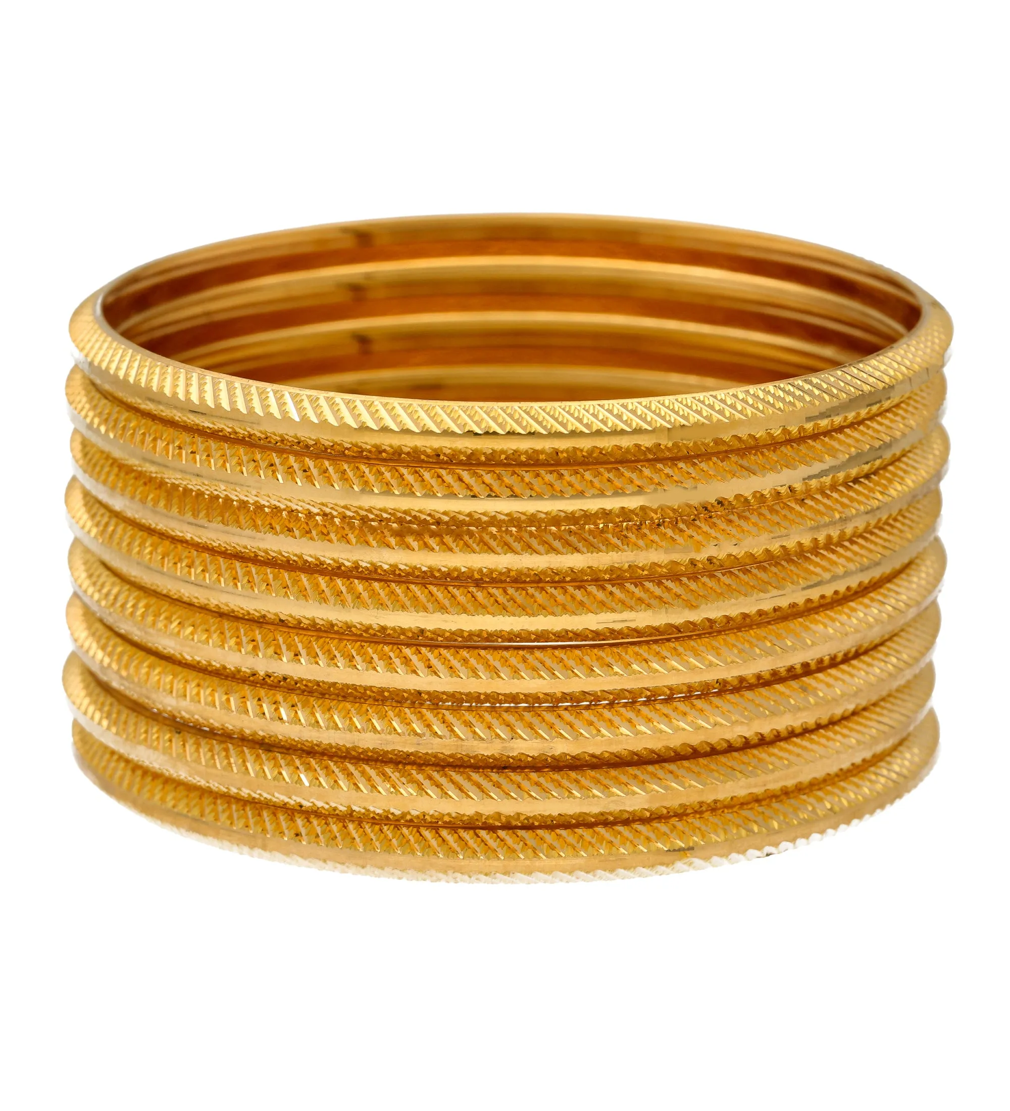 22K Yellow Gold Bangle Set of 8 (115.4gm)