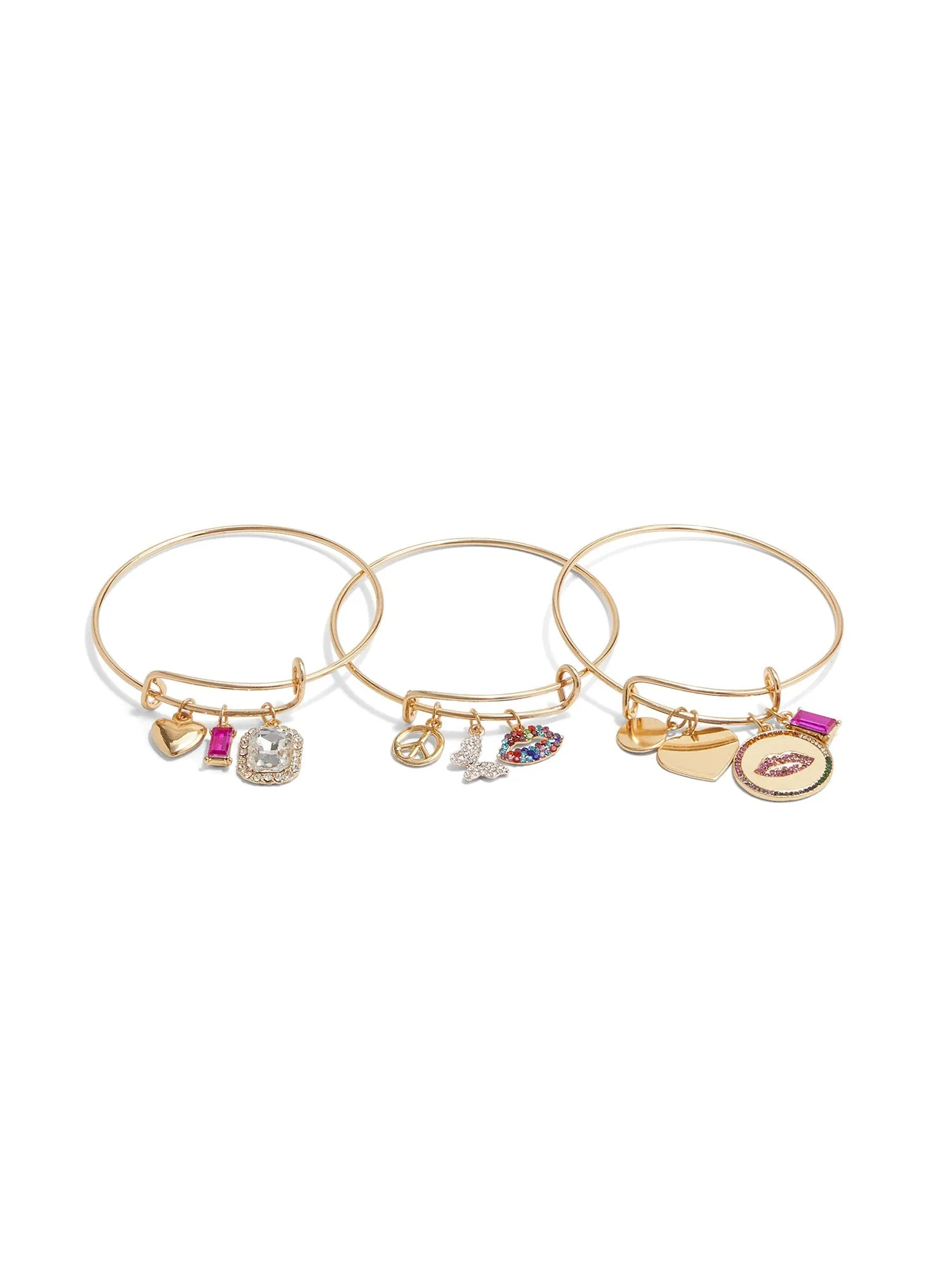 3-Piece Lip Charm Bangles Set