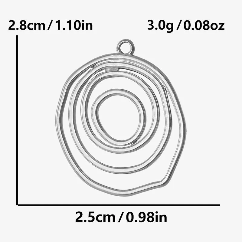 304 Stainless Steel Elegant Irregular Circles Pendant Parts Light Luxury Design Circle Necklace Pendant Parts Pendant