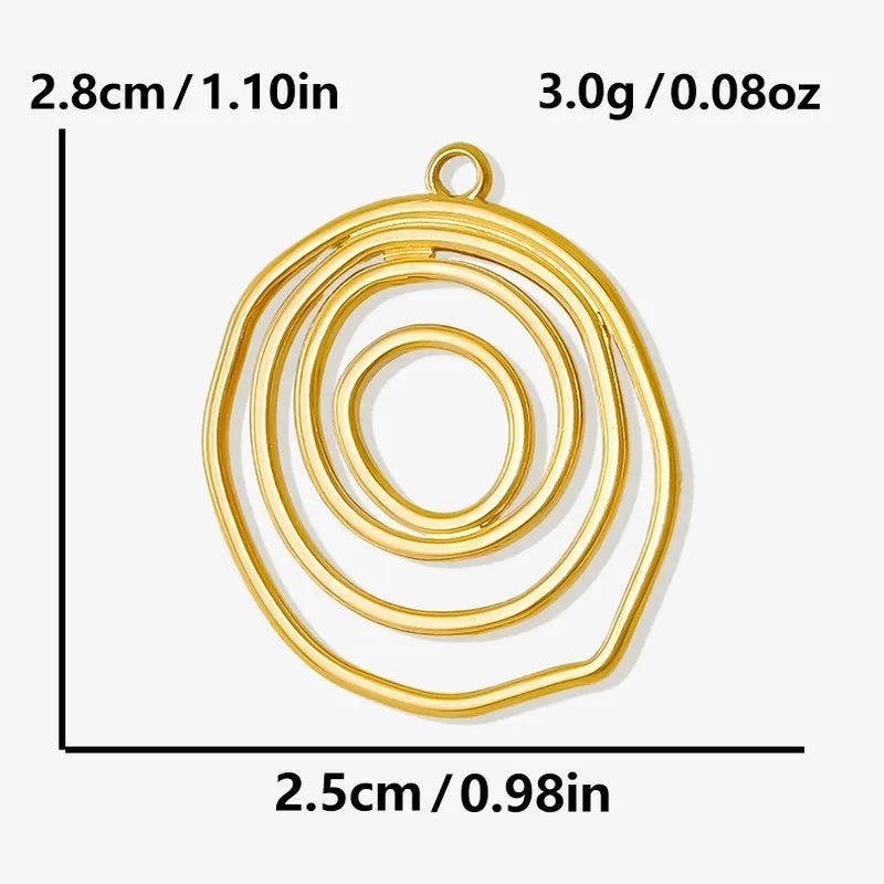 304 Stainless Steel Elegant Irregular Circles Pendant Parts Light Luxury Design Circle Necklace Pendant Parts Pendant