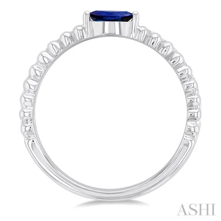 5X2.5MM Marquise Shape Sapphire and 1/5 ctw Single Cut Diamond Precious Split Twin Ring in 10K White Gold