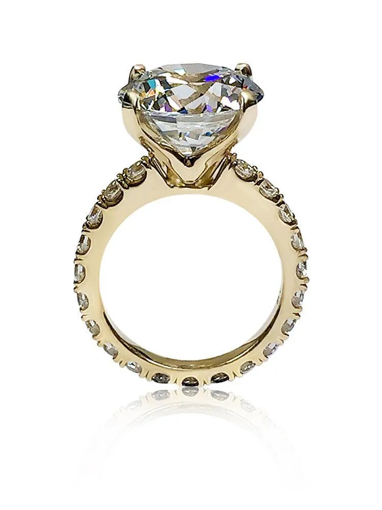 7 carat Round Cubic Zirconia Eternity Engagement Ring 14K Gold