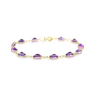 9ct Yellow Gold Bezel Set Amethyst Bracelet