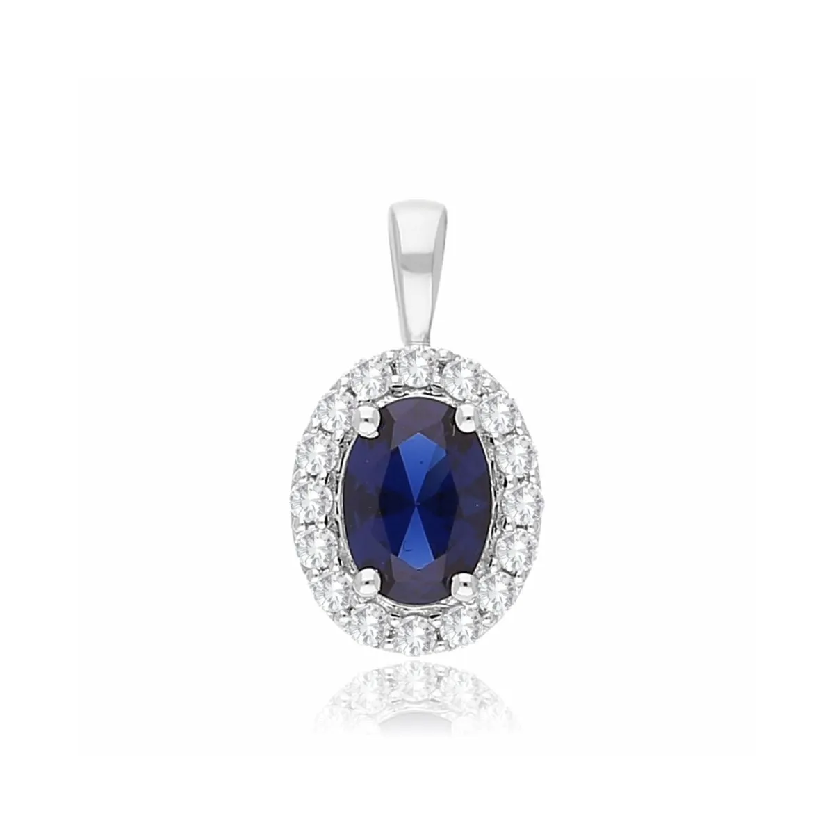 9K White Gold Sapphire & Diamond Pendant