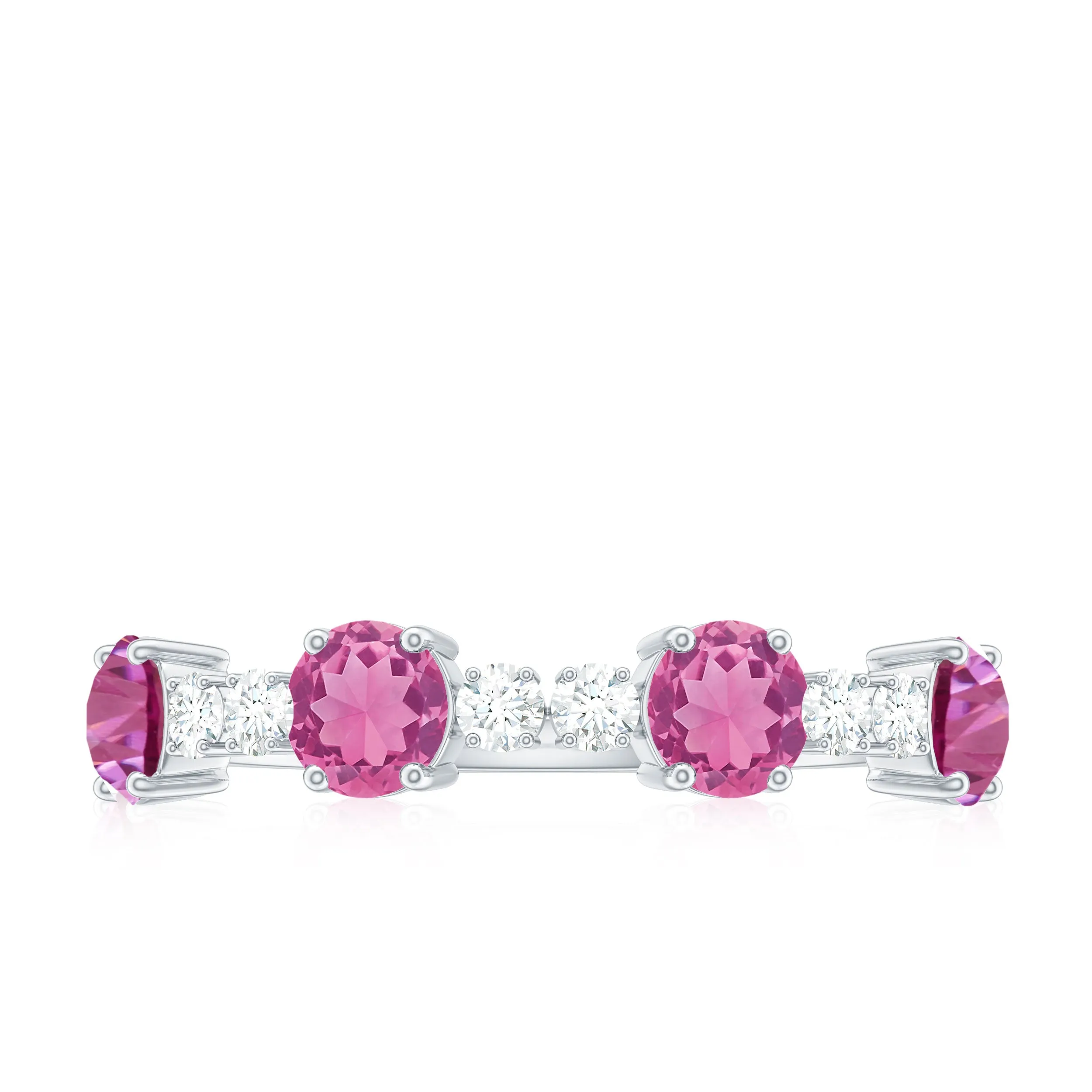 Alternate Semi Eternity Ring with Pink Tourmaline and Diamond